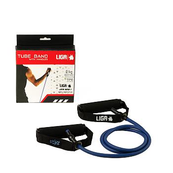 Λάστιχο αντίστασης με λαβές (tube band)(Επίπεδο αντίστασης 9,1 κιλά-μπλε) LIGASPORT*